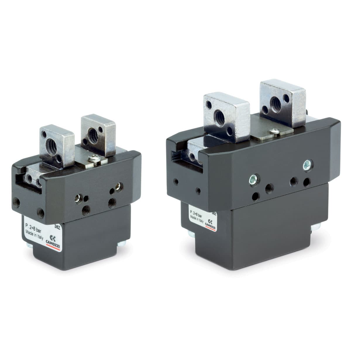 Pinzas paralelas compactas autocentrantes Simple y doble efecto, magnéticas, autocentrables Tamaños: 20, 25, 32, 40