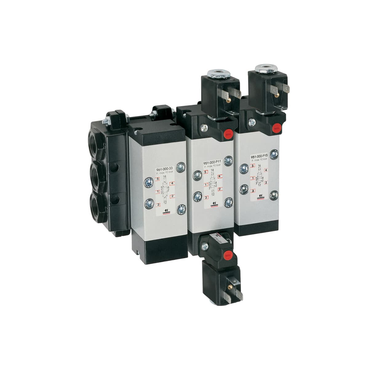 Válvulas y electroválvulas (Normas ISO) 5/2 5/3 Vías CC CO Conexiones: G/14 (tamaño 1), G3/8 (tamaño 2), G1/2 (tamaño 3) Según Normas ISO 5599/1