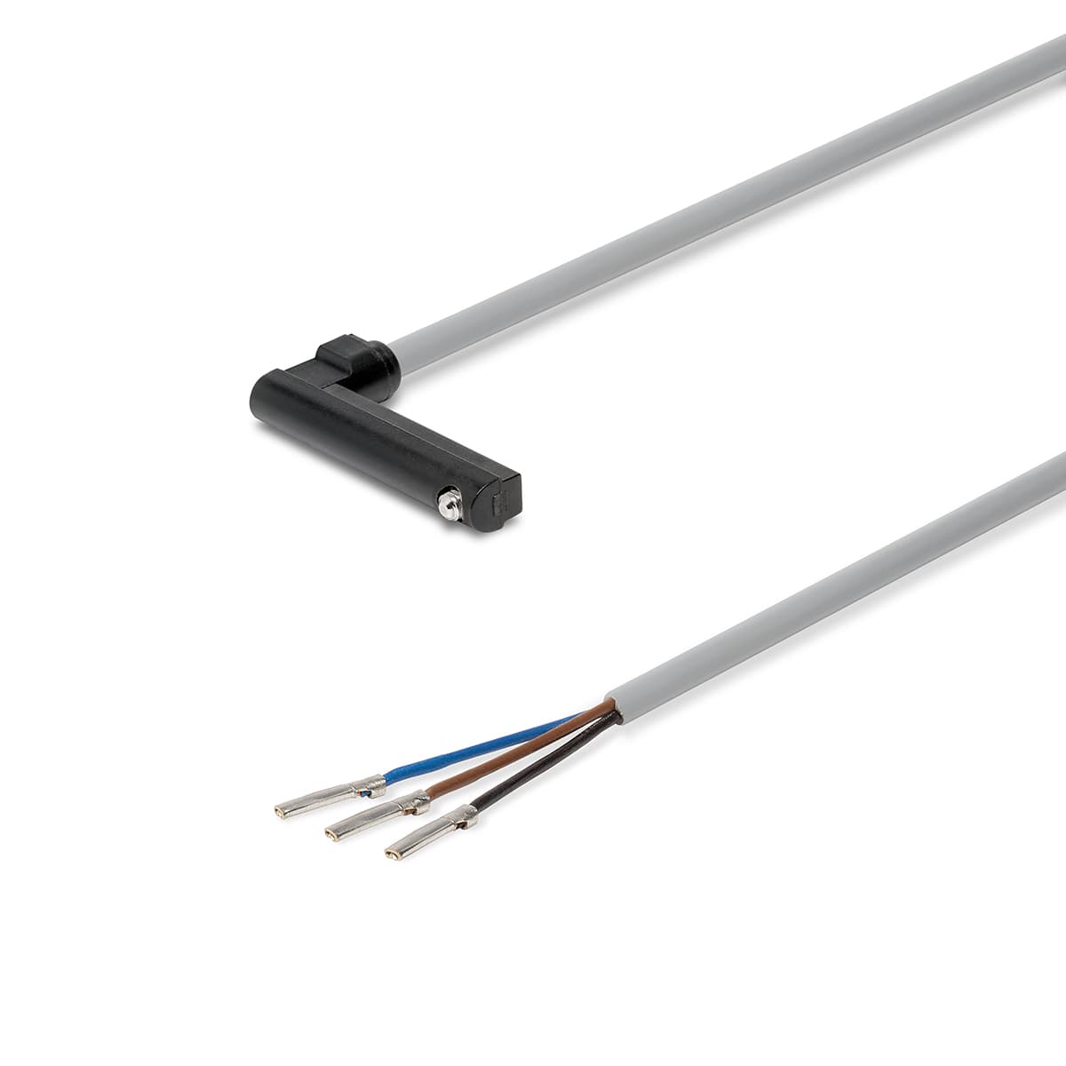 Sensores magnéticos, cable 3 hilos, ranura en D con cable 90°