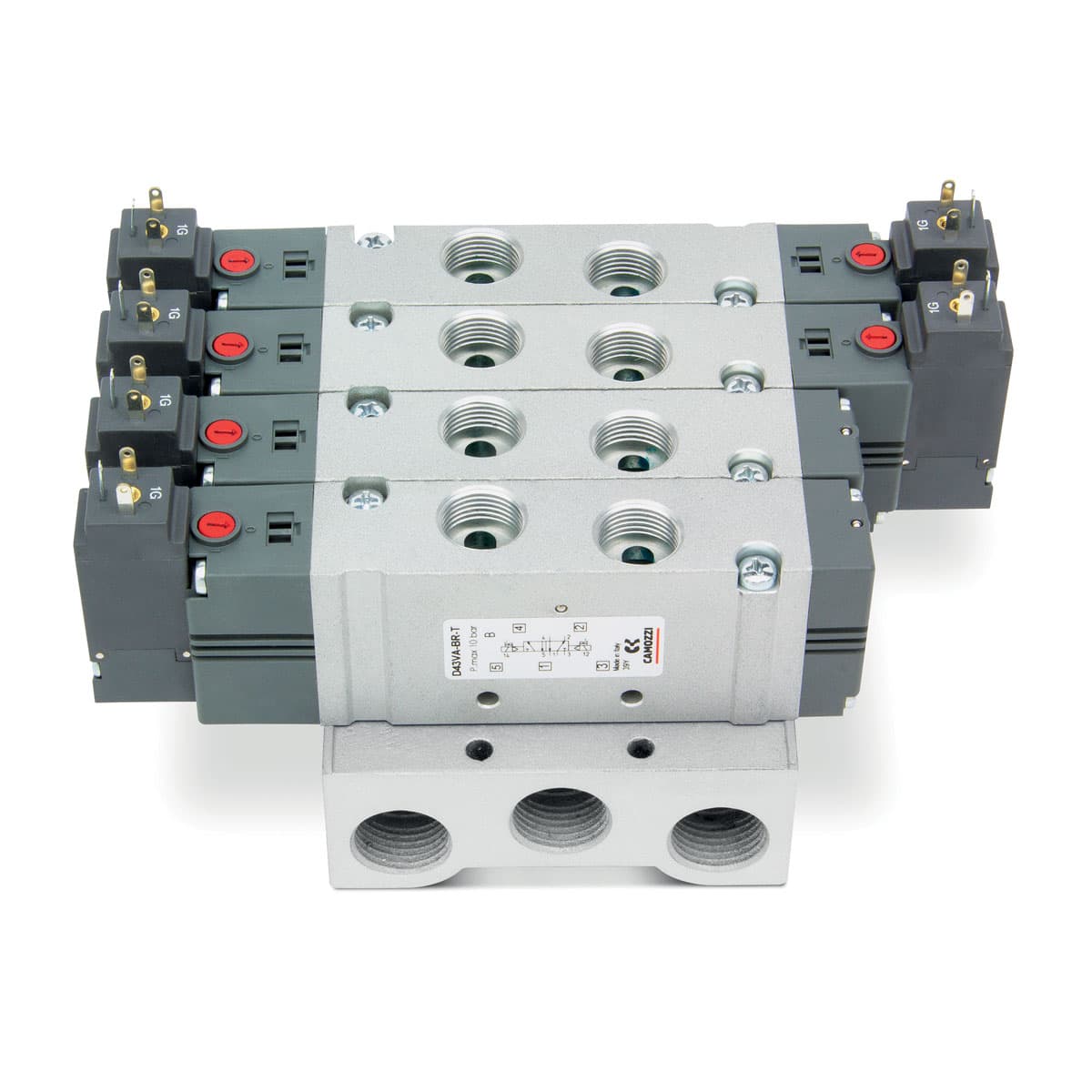 Placa base con electroválvulas, salidas en el cuerpo - tamaño 25