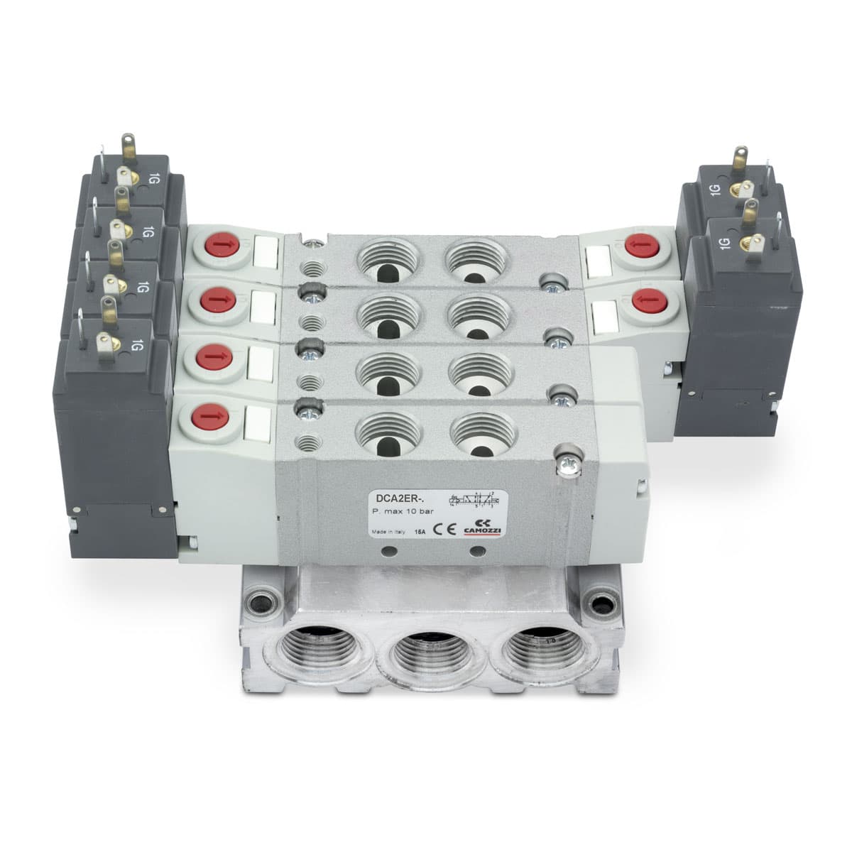 Placa base con electroválvulas, salidas en el cuerpo - tamaño 16