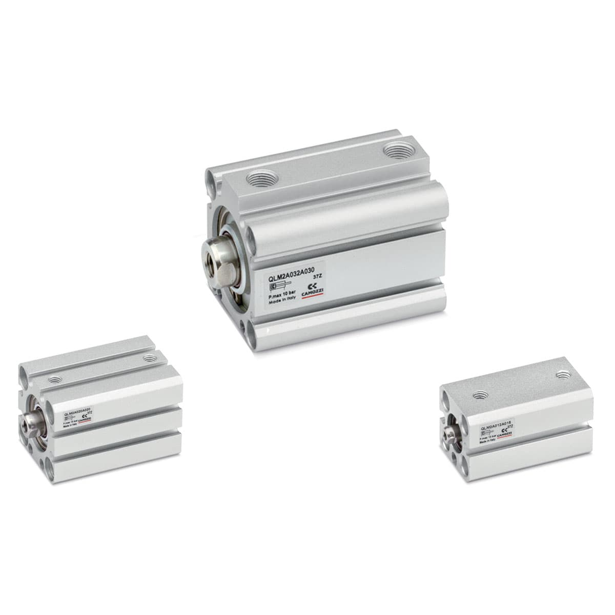 Cilindros de carrera corta Serie QP: doble efecto, magnéticos y non magnéticos Ø 12, 16, 20, 25, 32, 40, 50, 63, 80, 100 mm
