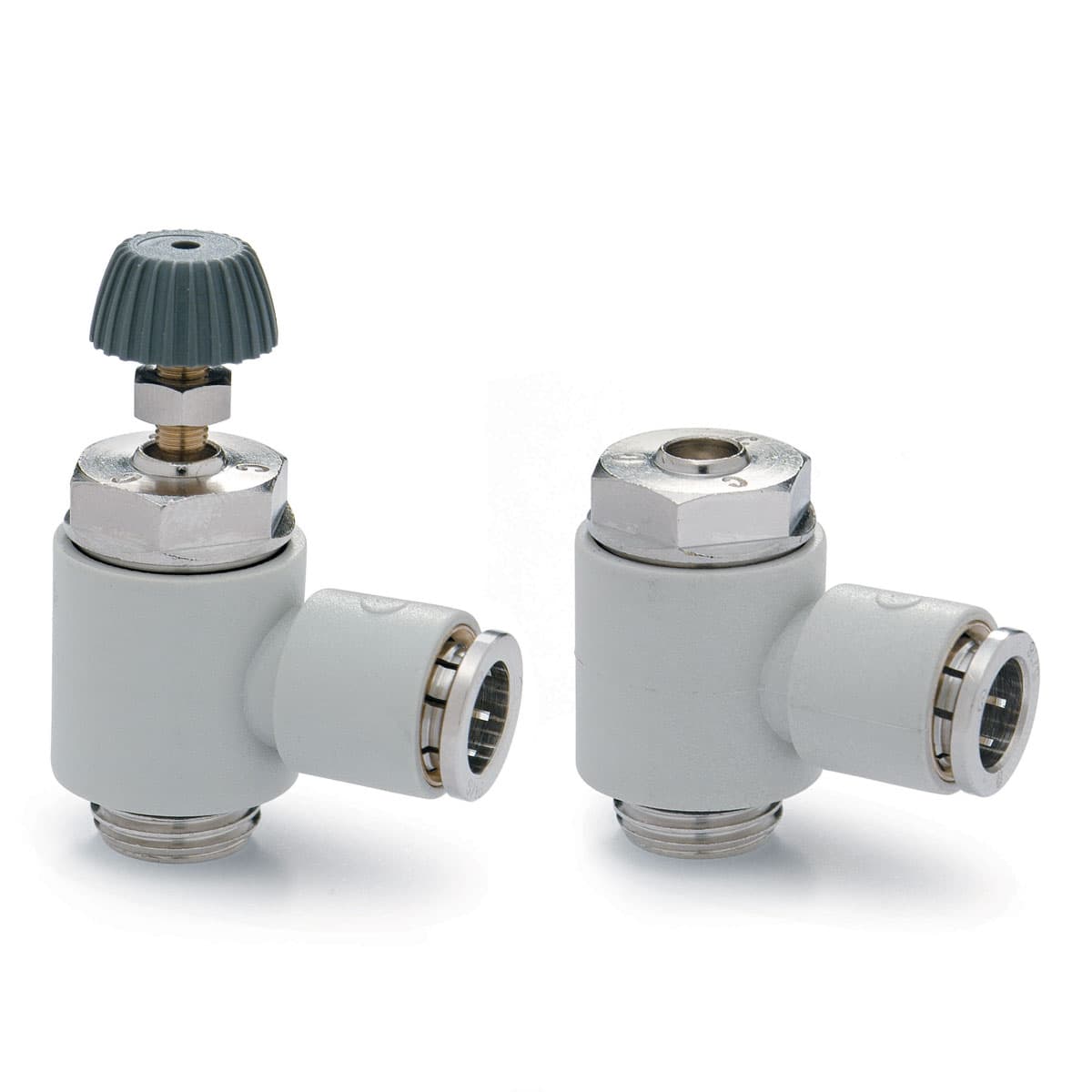Válvulas de regulación de caudal Reguladores de flujo unidireccionales y bidireccionales tipo banjo con orientable en latón (M5) o en tecnopolímero (G1/8 - G1/4 - G3/8) Conexiones: M5, G1/8, G1/4, G3/8