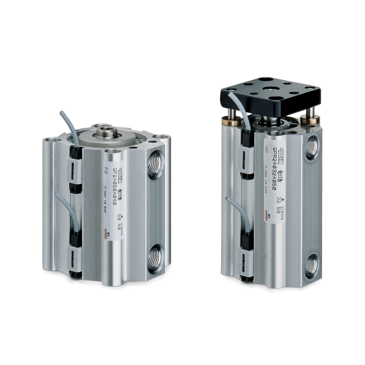 Cilindros de carrera corta Serie QP: simple y doble efecto, magnéticos Serie QPR: antigiro, doble efecto, magnéticos Ø 12, 16, 20, 25, 32, 40, 50, 63, 80, 100 mm