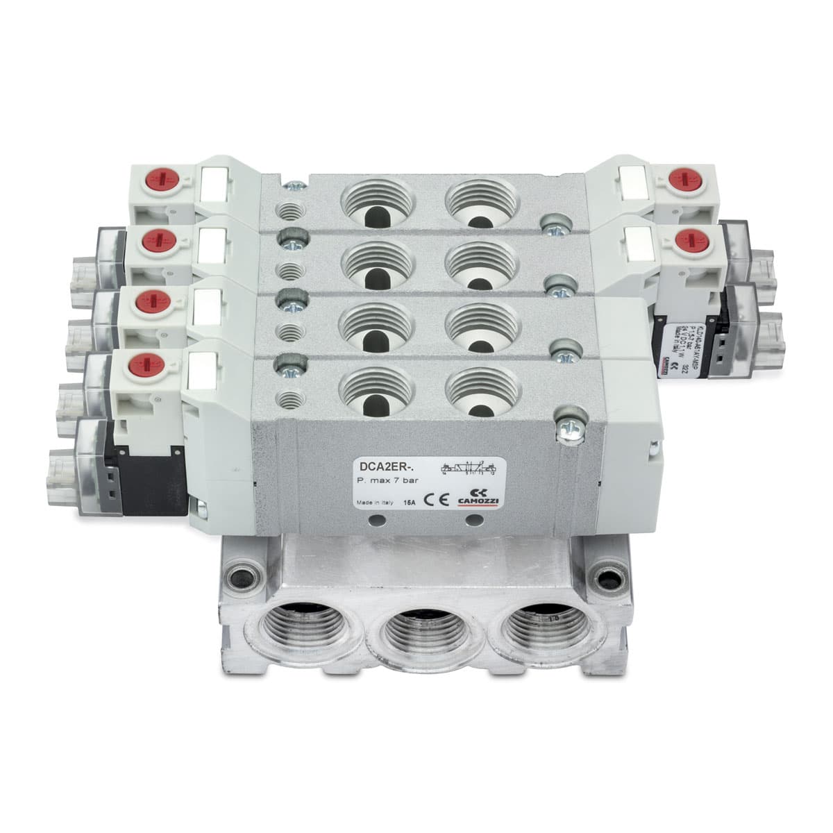 Placa base con electroválvulas, salidas en el cuerpo - tamaño 16