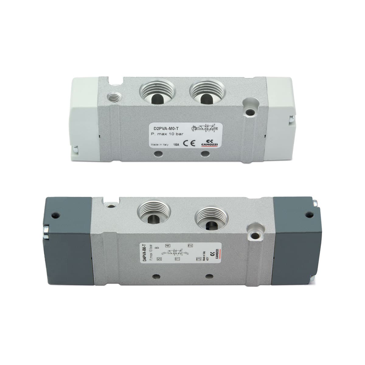 Válvulas y electroválvulas 3/2; 2x3/2; 5/2; 5/3-vías Con salidas en el cuerpo - Para montaje individual o sobre base Tamaño 10,5 - 25 mm