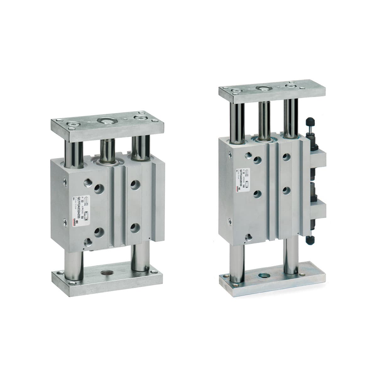 Actuadores con guía integrada Doble efecto, magnéticos, con doble guía y placas Ø 20, 25, 32, 40 mm