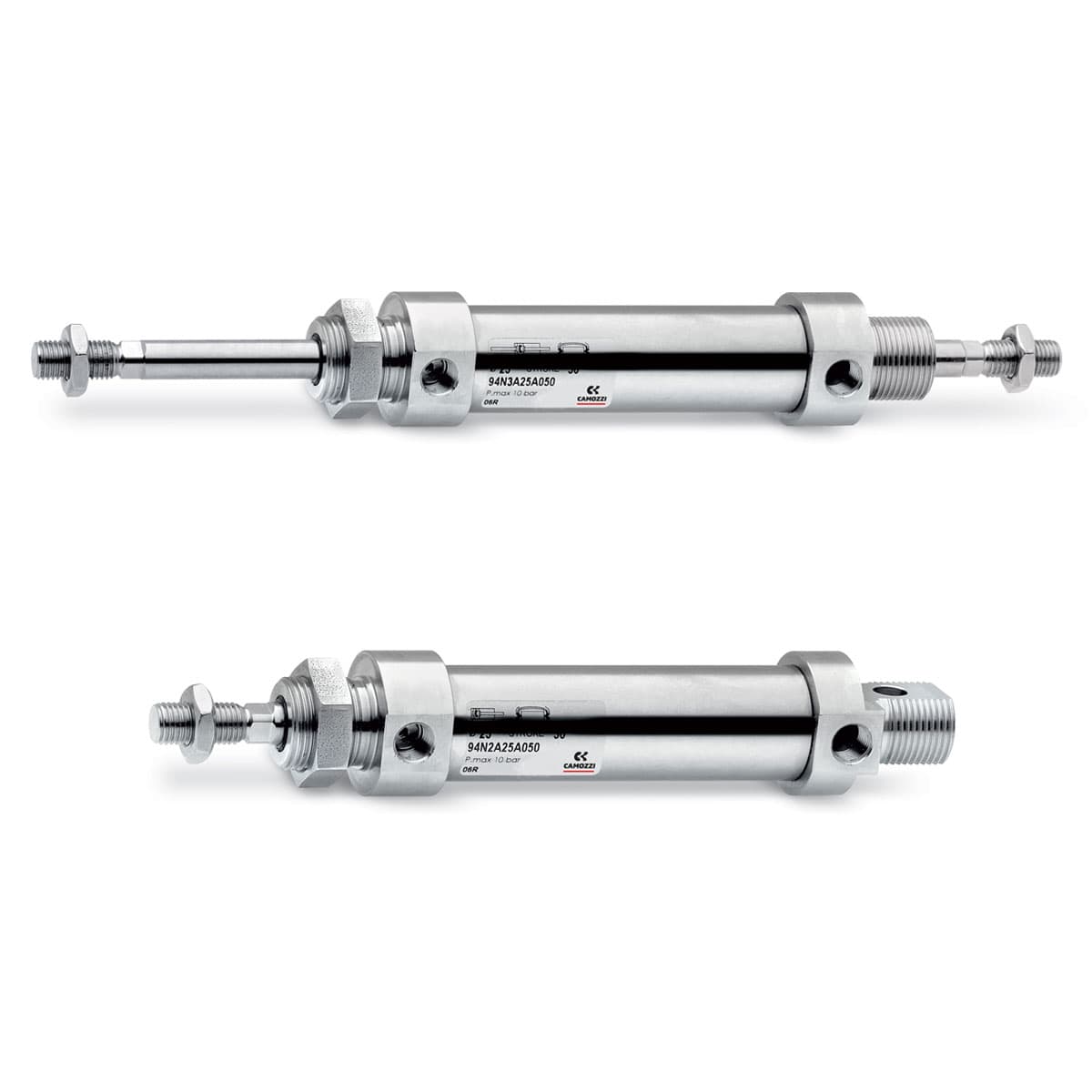 Minicilindros acero INOX Simple y doble efecto, magnéticos Serie 94: ø16, 20, 25 mm Serie 95: ø25 mm, amortiguados