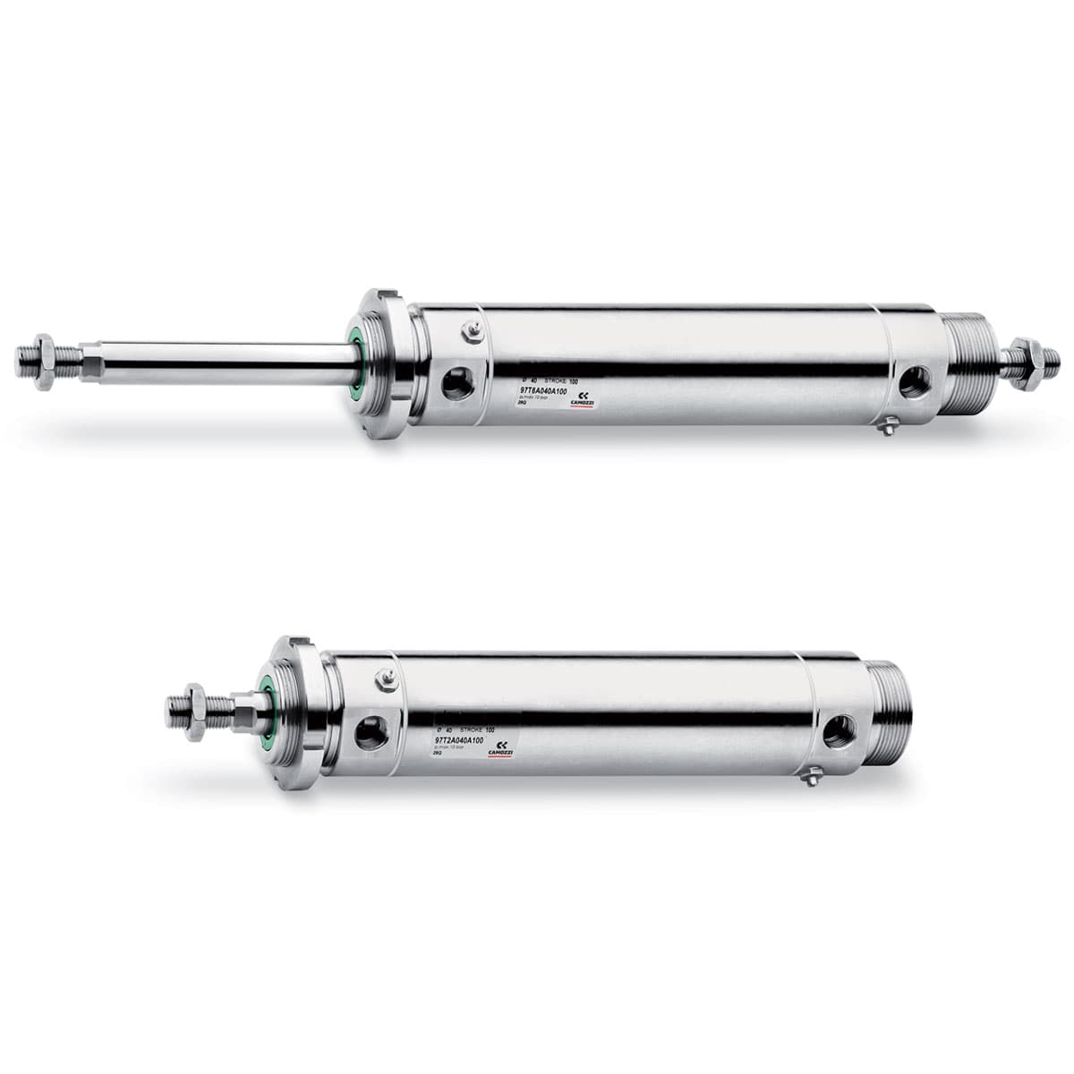 Cilindros en acero INOX Simple y doble efecto, magnéticos, amortiguados Ø 32, 40, 50, 63 mm